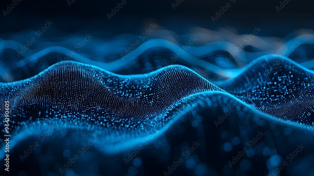 Poster flowing digital wave:abstract representation of technological innovation