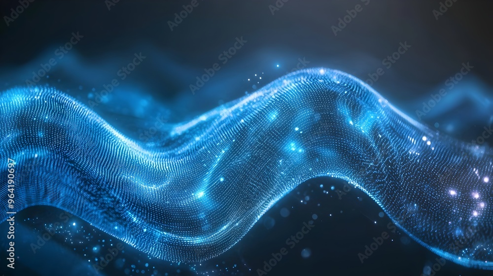 Poster mesmerizing digital wave - abstract glowing tech background