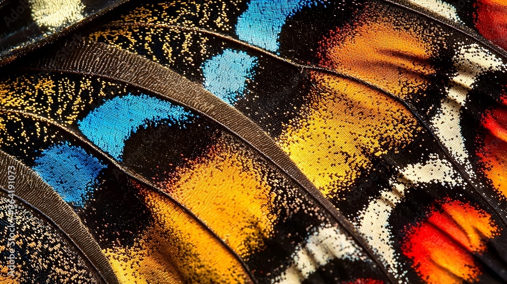 Aufkleber mesmerizing close-up of vibrant butterfly wings with intricate patterns and vivid colors