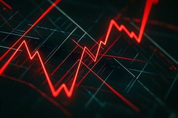 Fototapeta premium Red Line Graph Stock Market Performance