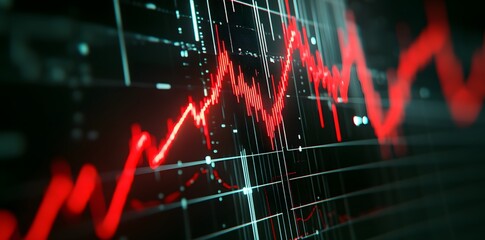 Red Line Stock Market Graph