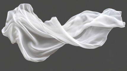 Fototapeta premium floating white fabric blowing isolate on transparency background PNG