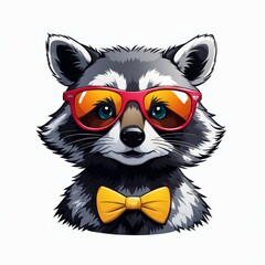 Fototapeta premium illustration of a raccoon with sunglasses 