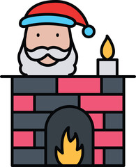 Classic Chimney Illustration Representing Holiday Traditions, Winter Festivities, and Christmas Decorations