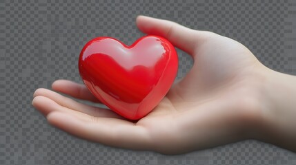 Obraz premium hand holding red heart love on isolate transparency background, PNG