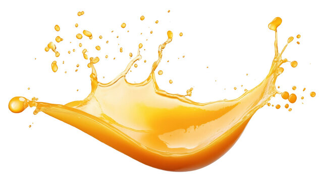 Orange juice splash isolated on transparent background.