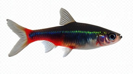 Neon Tetras fish full body isolate on transparency background PNG