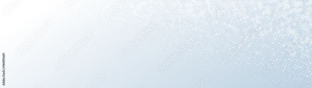 Aufkleber Abstract white snowflake halftone pattern dot, on soft blue background. Minimal clean modern banner. Illustration vector