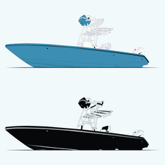 High-resolution fishing boat illustration in two variants