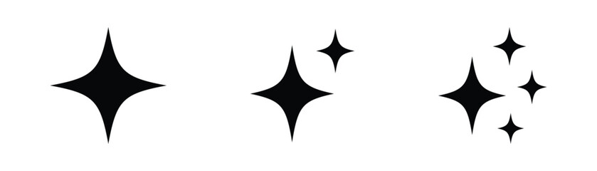 sparkle star icon set. simple star burst symbol. transparent png and vector illustration.