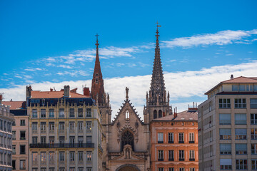 Fototapeta premium Beautiful building in Lyon City, France, on a sunny day