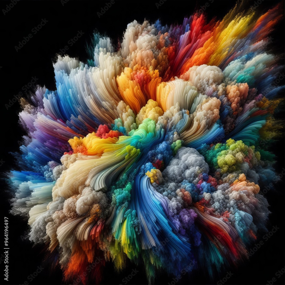 Poster a dynamic abstract image featuring an explosion of vibrant colors swirling together. this visually s