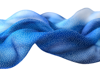 a blue and white dotted fabric

