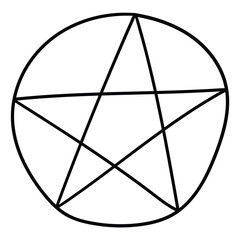 Hand drawn doodle of Satan's star on a white background.
