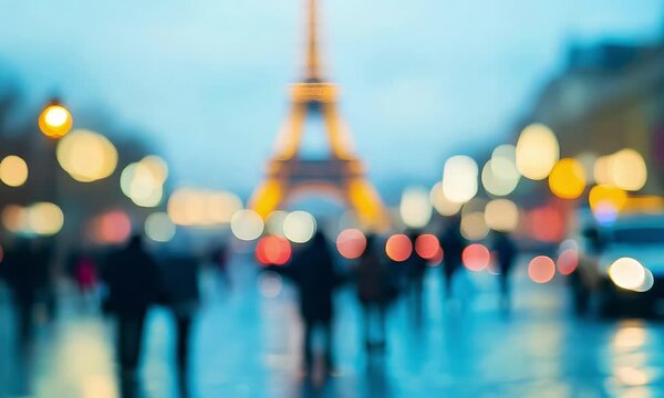 Blurred Eiffel Tower at night with lights &ndash; 4K video stock