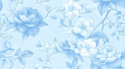 Elegant Floral Watercolor Background with Blooming Flowers and Botanical Patterns