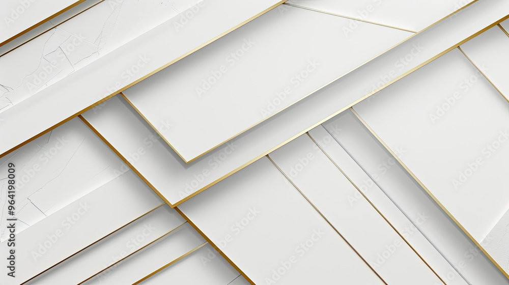 Aufkleber a layered composition of white panels with gold edges, creating a modern and elegant visual effect.