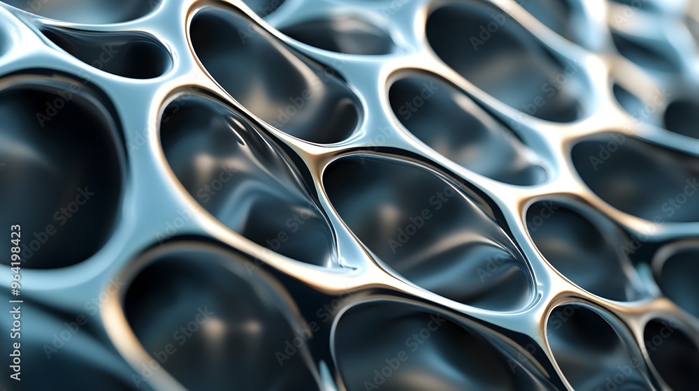 Poster abstract metallic shapes and curves forming captivating geometric patterns