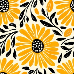 Seamless floral pattern in boho style