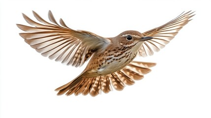 Obraz premium Thrush bird fly full body isolate on transparency background PNG