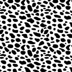 Dalmatian spot, black and white color, seamless pattern wallpaper, background