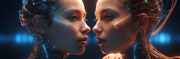 Artificial intelligence. Cyber robot, Ai technology, big data code, artificial mind, cyborg women, digital innovation, Artificial intelligence concept