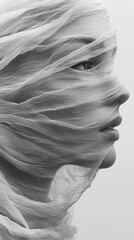 Surreal Mobile Wallpaper of Beautiful Woman Wrapped in Sheer Gauze