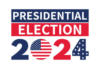 USA 2024 Presidential Election background with American flag colors design. Election event banner, card, poster, template, voting communication, background. Vote day, November 5. Vector illustration.