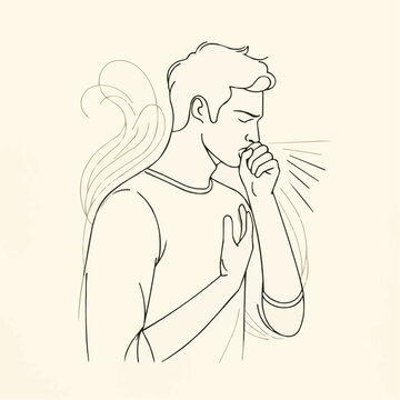 man coughing outline style clip art preview