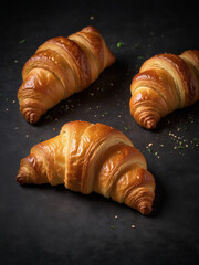 Croissant isolated on dark background