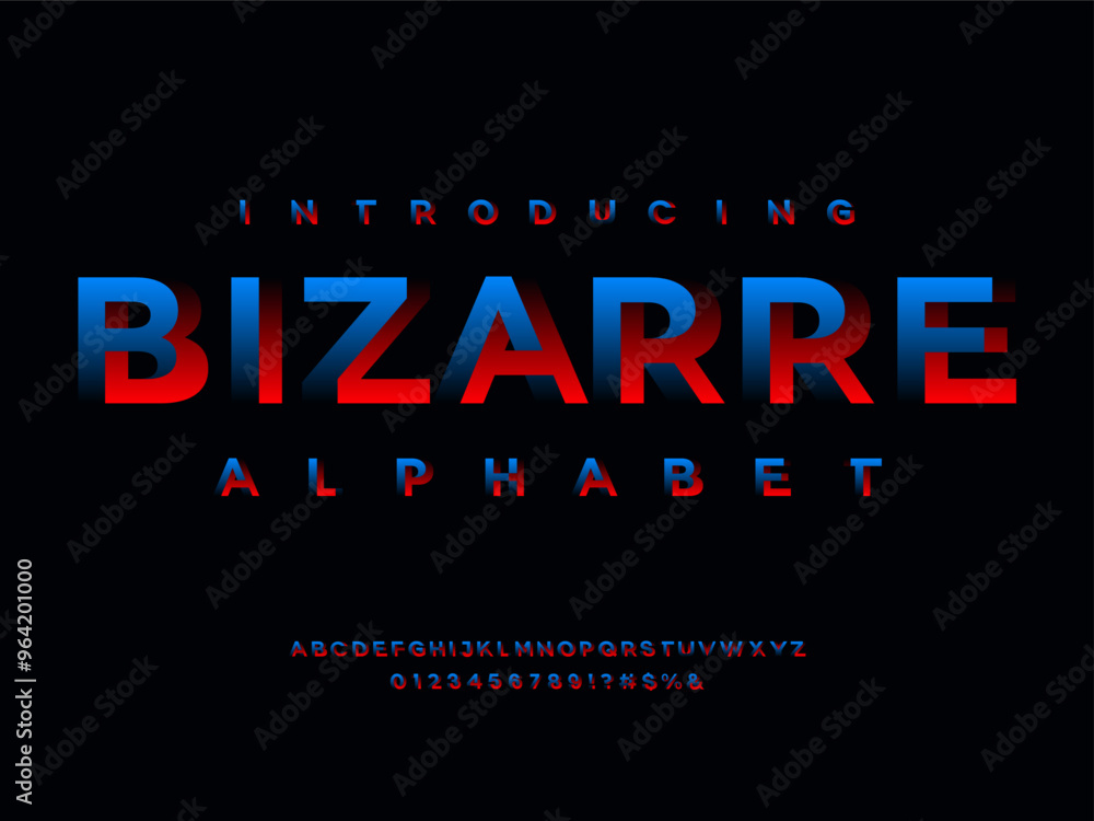Poster vector of modern abstract alphabet design with uppercase, numbers and symbols