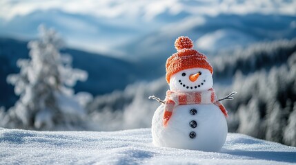 Obraz premium Beautiful Snowman and winter snow illustration,generated with AI.