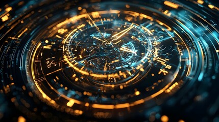 Mechanical Clock Transforming into Digital Watch in Motion,Technology Evolution Concept