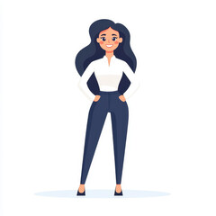 Fototapeta premium A cheerful woman smiling confidently, showcasing her vibrant personality in a sleek flat design with bold colors.