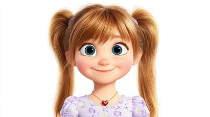 Shannon is a vibrant young girl with a heart full of curiosity, embodying the essence of childhood joy and kindness. With her playful ponytails and colorful dress, she radiates innocence and warmth