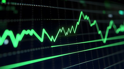 Green Line Chart on a Black Background