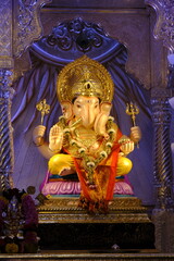 07 September 2024, Pune, Maharashtra, India, Beautiful sculpture of Lord Ganesh called as Tambdi Jogeshwari Ganpati near ABC chowk, Pune, during Ganesh Utsav Festival 2024.