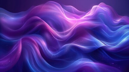 Obraz premium A mesmerizing abstract design featuring flowing waves of vibrant purple and blue hues, creating a dreamy atmosphere.