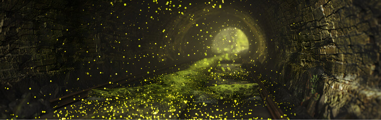 An underground eco-city utilizing geothermal energy and bioluminescent lighting 