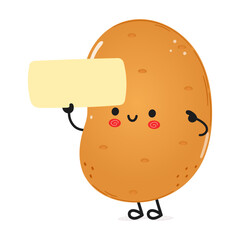 Cute funny Potato poster character. Vector hand drawn cartoon kawaii character illustration. Isolated white background. Potato poster