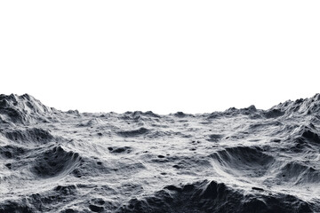 Moon surface isolated on transparent background. Lunar landscape with deserted landscape and craters formed by meteor impacts