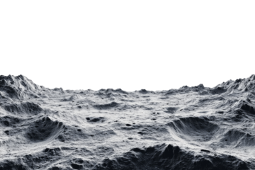 Moon surface isolated on transparent background. Lunar landscape with deserted landscape and craters formed by meteor impacts