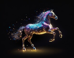 schwarzer Hintergrund, Glitzer Pferd