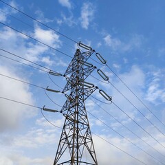 Electrical pole for high-voltage lines.