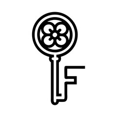 Obraz premium The logo is an antique key with the same letter F Icon