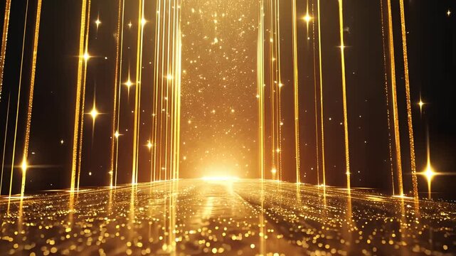 豪華なステージにライトが当たる