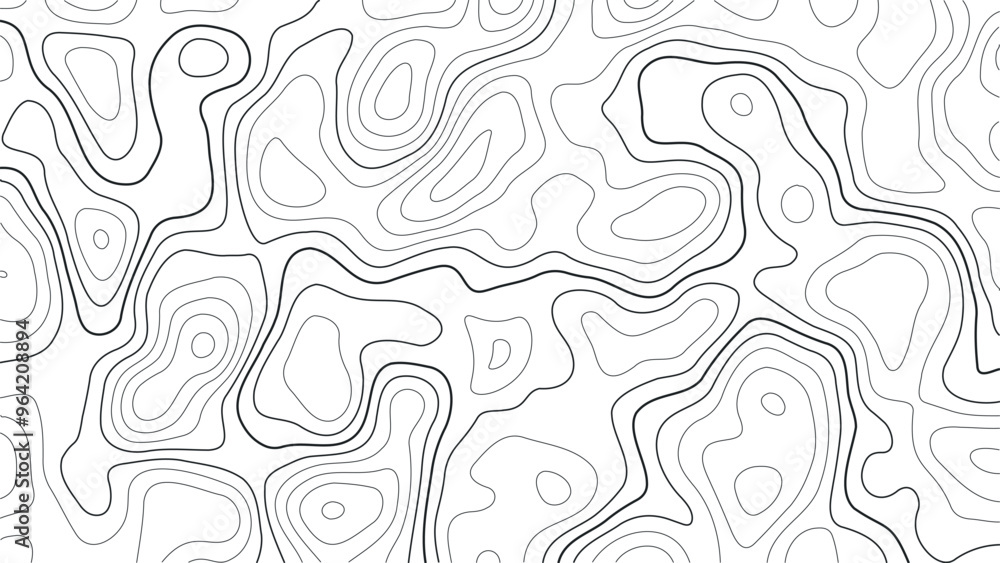 Poster horizontal topographic map on transparent background. editable stroke. topographic map lines, contou