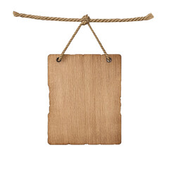 A blank wooden sign with a rope hanger