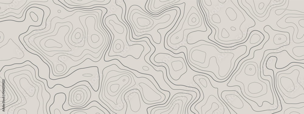 Poster horizontal wide background of the vintage topographic map. editable stroke. topographic map lines, c