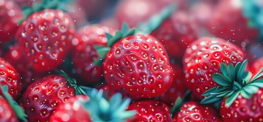 Close up of fresh, ripe strawberries, perfect for summer recipes and healthy eating.